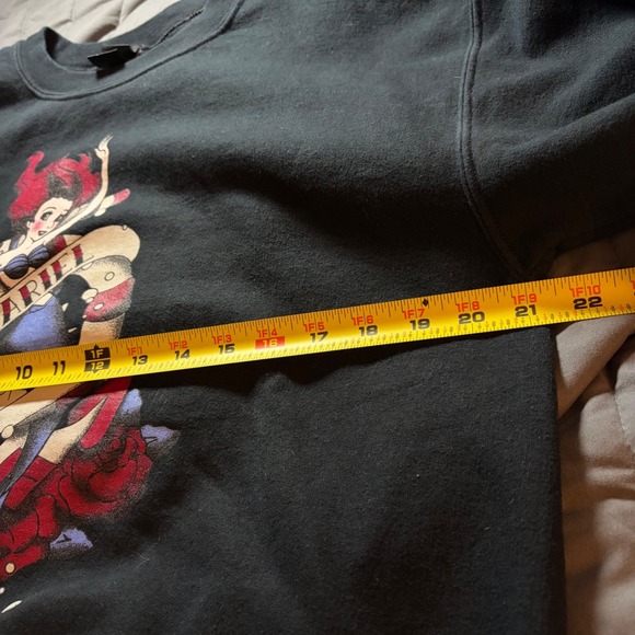 Disney Ariel The Little Mermaid Tattoo Graphic Crewneck Sweatshirt Black Womens - Picture 6 of 8